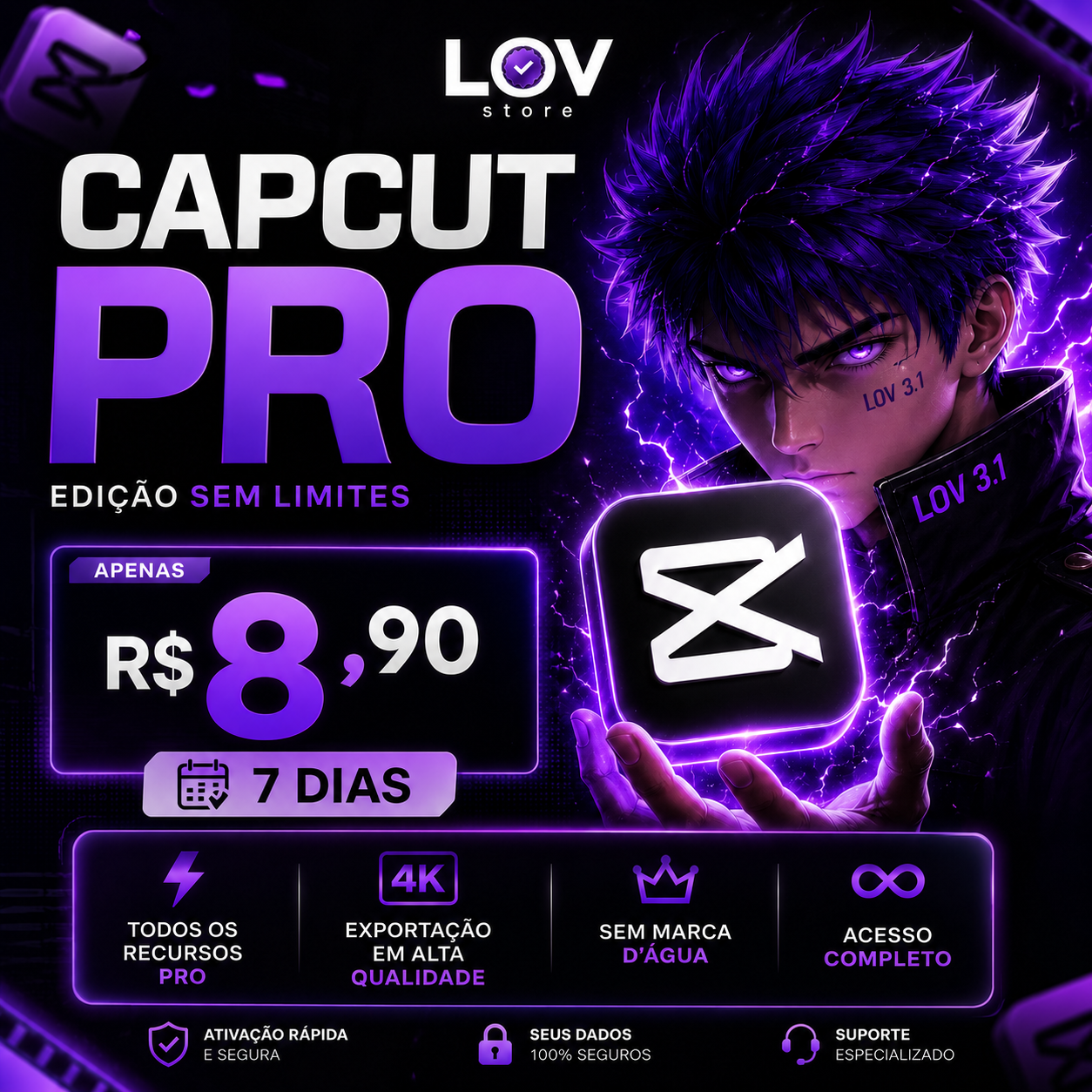 CAPCUT PRO — EDIÇÃO SEM LIMITES (7 DIAS) 